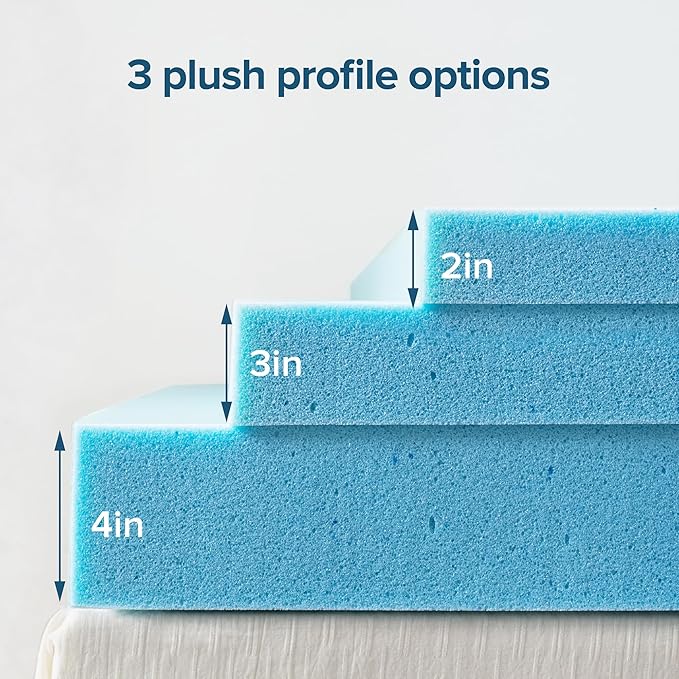 ZINUS 3 Inch Green Tea Cooling Gel Memory Foam Mattress Topper, Smaller, More Convenient WonderBox Packaging, Cooling Gel Foam, CertiPUR-US Certified, Queen