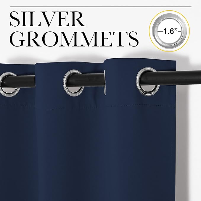 NICETOWN Room Dividers Curtains Screens Partitions, Premium Heavyweight Laundry Divider for Office, Vintage and Sliding, Including 16 Silver Ring Top (1 Panel, 20ft Wide x 7ft Long, Navy)