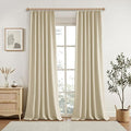 KangBang Pinch Pleat Linen Blackout Curtains 90 Inches Long for Bedroom, Thermal Pinch Pleated Drapes for Living Room Nursery, Soundproof Elegant Home Decor(2 Panels, Natural Beige,42x90)