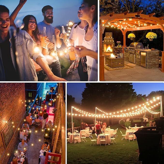 Brightever 100ft Outdoor G40 LED Globe String Lights Dimmable Waterproof Shatterproof Light Strings with 52 Bulbs Connectable Commercial Hanging Lights for Patio House Backyard Balcony