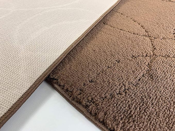 Custom Size Modern Geometric Pattern Carpet Runner Rug for Hallways, Slip Resistant Latex Rubber Backed, 31 inch Wide X Customized Length, Circles Brown, 31 inch X 18 feet