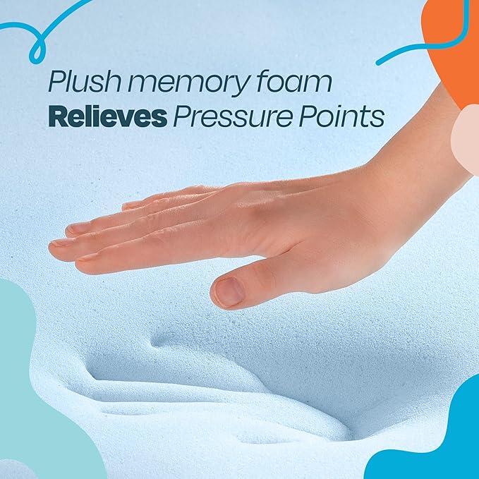 LINENSPA Memory Foam Mattress Topper - 2 Inch Gel Infused Memory Foam - Plush Feel - Cooling and Pressure Relieving - CertiPUR Certified - Dorm Room Essentials - Full XL Size