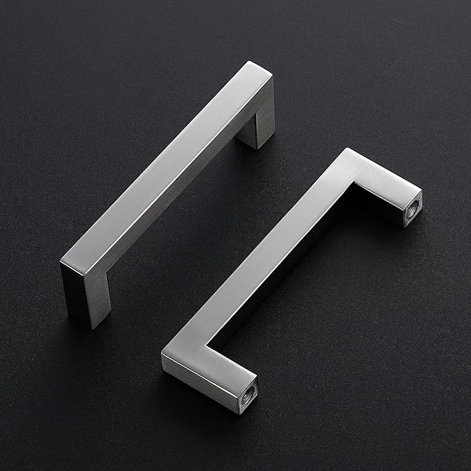 Ravinte 10 Pack Brushed Nickel Kitchen Cabinet Handles 4-1/2 Inch Cabinet Pulls Square Kitchen Hardware for Cabinet Drawer Pulls Drawer Handles Come with Screwdriver