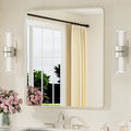 TETOTE Brushed Nickel Bathroom Mirror 30 x 36 Brushed Nickel Metal Framed Bathroom Mirror, Tempered Glass, Modern Farmhouse Wall Mounted Mirror for Decorative(Horizontal/Vertical)