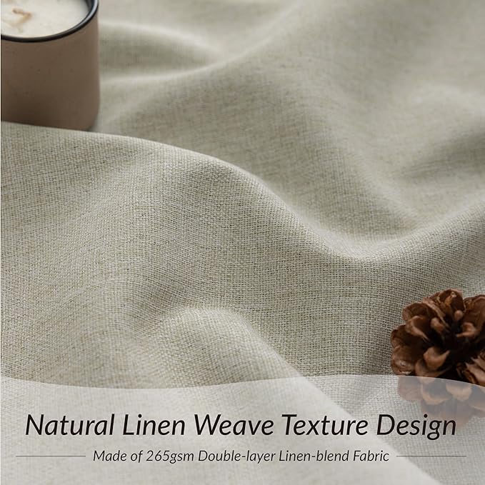 KangBang Pinch Pleated Linen Curtains Blackout 90 Inches Long for Bedroom, Living Room Drapes with Hooks 2 Panels Set for Nursery, Sun Blocking Elegant Window Treatments,42x90 Inch, Linen