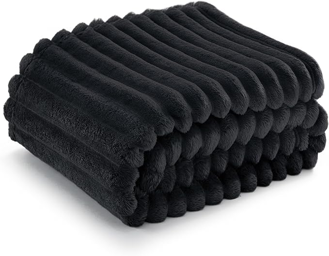 Bedsure GentleSoft Black Throw Blanket for Couch - Cozy Soft Blankets for Women, Cute Small Fleece Throws for Girls, 50x60 Inches
