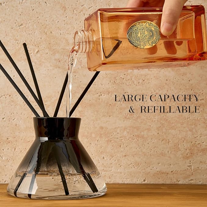 M&SENSE 10.14 oz Large Reed Diffuser Set | Cinnamon Vanilla Scent Oil Diffuser with Sticks |Hotel Collection Non-Toxic Essential Oil |for Bedroom Bathroom Living Room