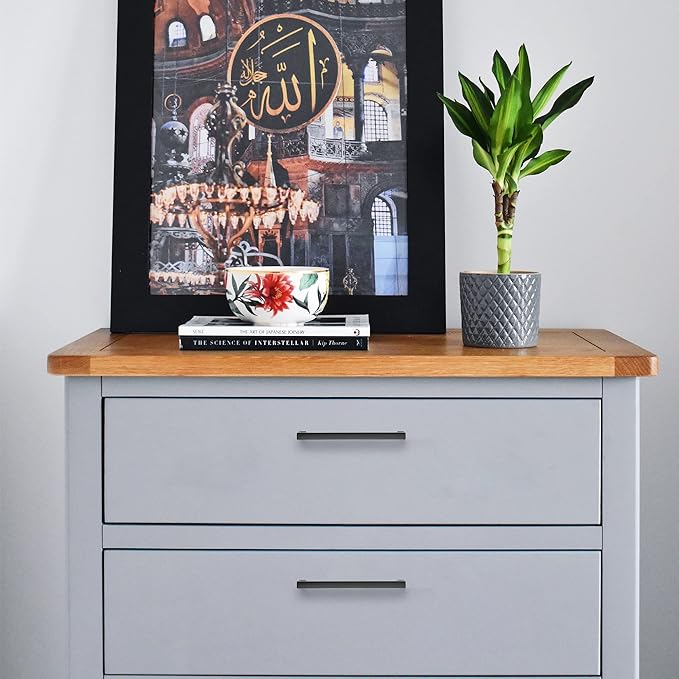 Ravinte 10 Pack Matte Black Cabinet Pulls, 5 Inch (128mm) Hole Center Slim Kitchen Handles, Square Drawer Pulls for Cabinets & Cupboards, Hardware