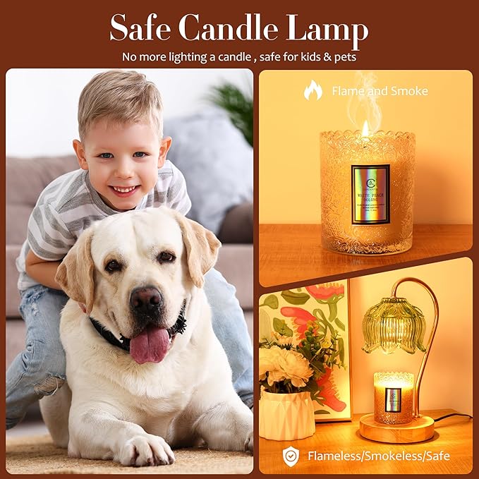 Flower Candle Warmer Lamp with Timer & Dimmer - Fits All Jar Scented Candles - Christmas & Mother's Day Gift for Women，Mom，Her
