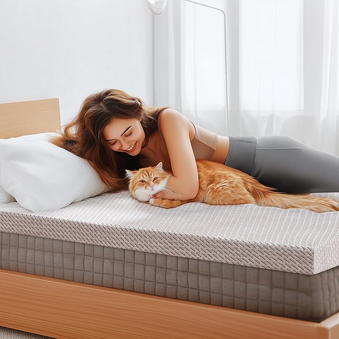Subrtex Cover for Mattress Topper Queen Size 2 Inch (Only Cover) Mattress Topper Protector Bedding Removable Encasement with Zipper Closure