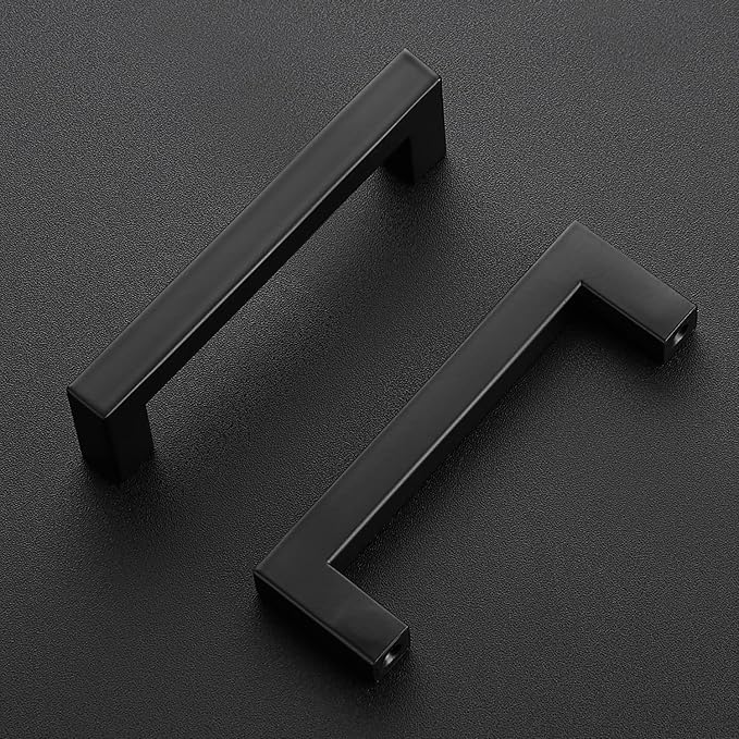 Ravinte 5 Pack Black Cabinet Pulls 4 Inch Square Kitchen Cabinet Handles Matte Black Kitchen Hardware for Drawer Pulls Drawer Handles Come with Screwdriver