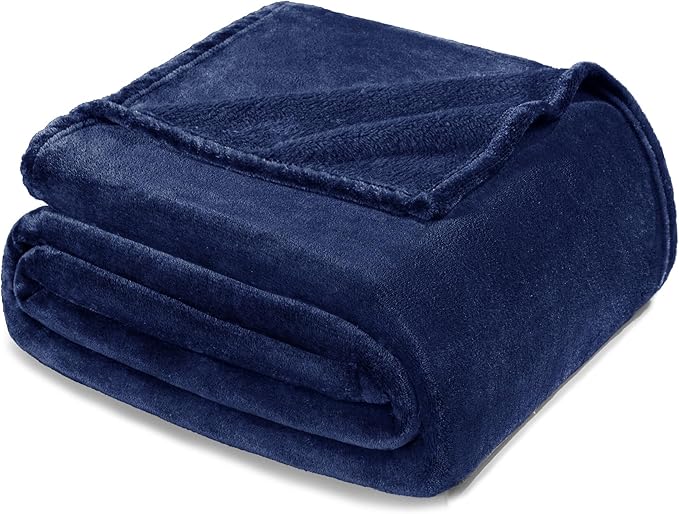 Exclusivo Mezcla Fleece Blanket King Size for Bed, Super Soft and Warm, All Season Use, Cozy, Plush, Lightweight, 120x120 Inches, Navy Blue