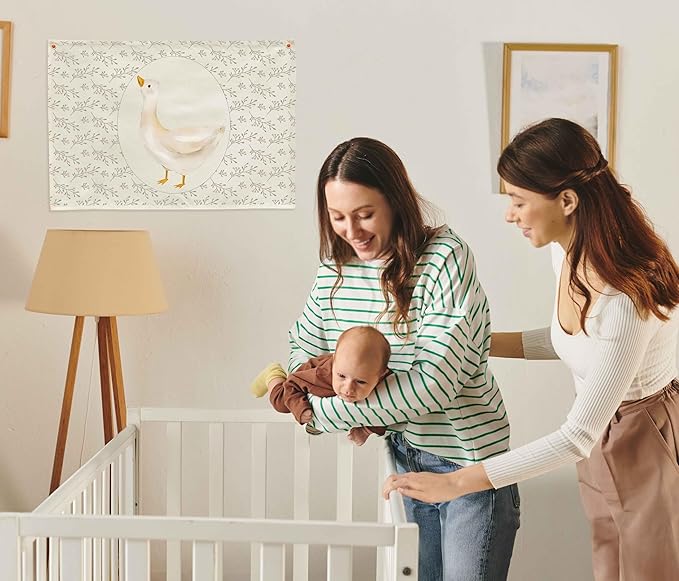 Silly Goose Nursery Rectangular Canvas Banner-Flag Wall Sign Decor for Boys Girls Toddler Kids,Baby Room Above Crib Playroom Reading Room Bedroom Decor-Easter Baby Shower Birthday Christmas Gift