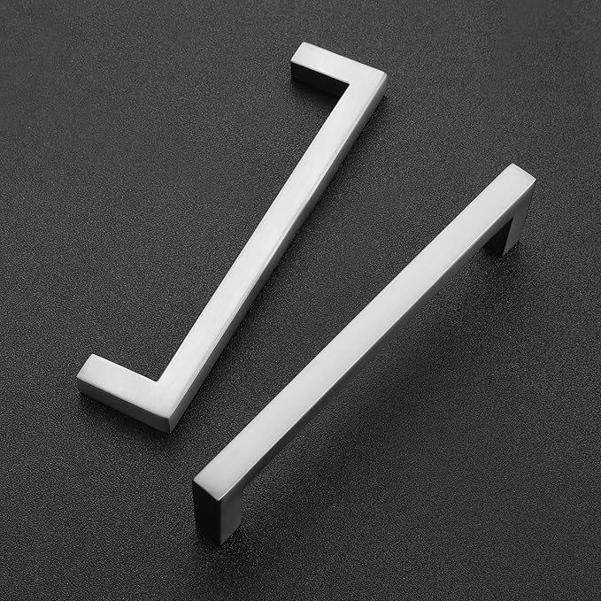 Ravinte 15 Pack Solid 5 Inch Center to Center Slim Square Bar Drawer Handles Kitchen Cabinet Handles Brushed Nickel Drawer Pulls Kitchen Cabinet Hardware Kitchen Handles Cabinet Pulls