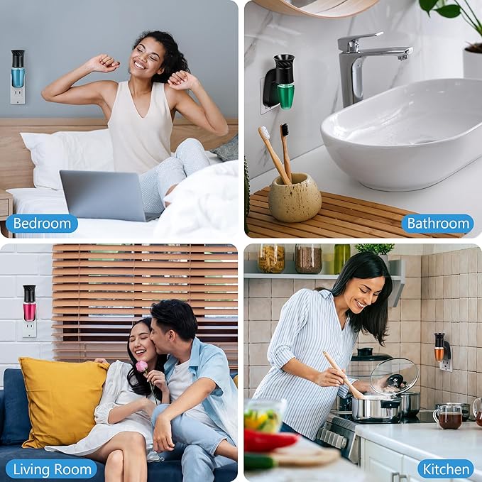 2 Pack Wall Fragrance Plug in Compatible with Bath and Body Works WallFlower Fragrances, ETL Certified, Rotatable, Precise Scent Control Fragrance Diffuser Plug for Home, Office (Black)