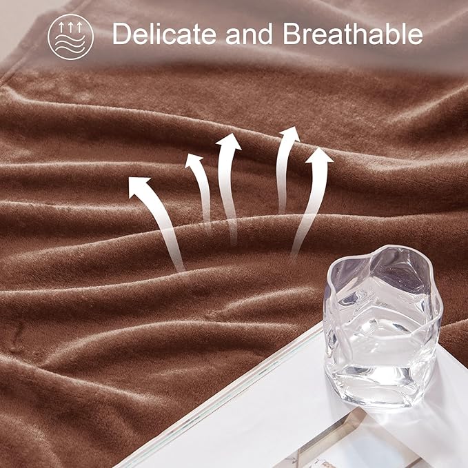 Exclusivo Mezcla Fleece Throw Blanket for Couch, Sofa, 300GSM Super Soft and Warm Blankets, Brown Throw All Season Use, Cozy, Plush, Lightweight, 50x60 Inches