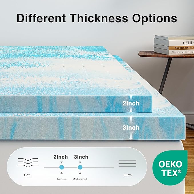 Novilla Memory Foam Mattress Topper Full - 3 Inch Cooling Gel Infused Memory Foam | Slow-Rebound Pressure Relief | CertiPUR Certified | Comfort for Sleeper Sofa, RV, Camper, Dorm Room