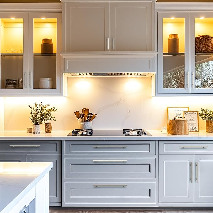 JOY DECOR 15 Pack Cabinet Handles, Brushed Nickel Cabinet Pulls, 5 in Hole Center Kitchen Cabinet Handles, Stainless Steel T Bar Handles for Dresser Drawers