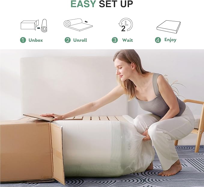Queen Mattress in a Box, 10 inch Mattresses for Platform Bed Double Size Daybed, Green Tea Memory Foam Medium Firm