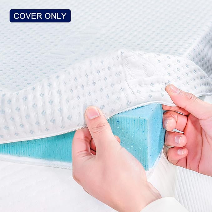 Subrtex 2 Inch Mattress Topper Cover (Only Cover) Mattress Topper Protector Bedding Rayon Made from Bamboo Removable Mattress Encasement with Zippers, King