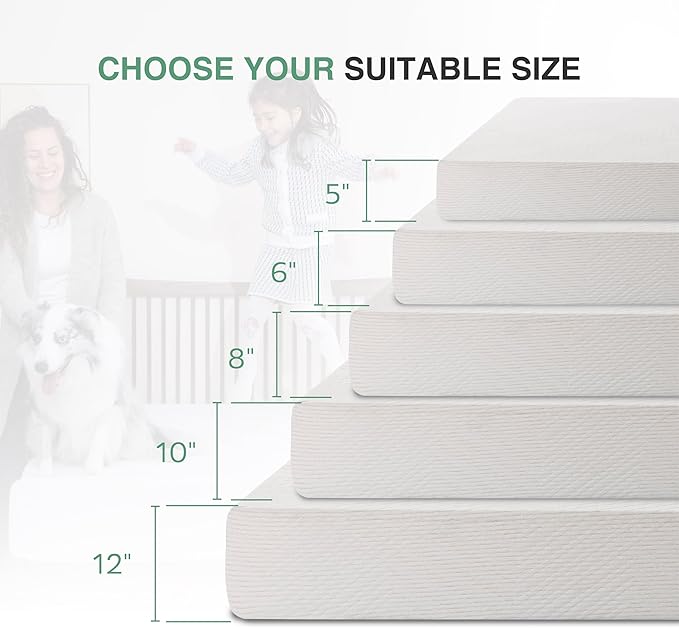 King Mattress in a Box, 10 inch Mattresses for Platform Bed Double Size Daybed, Green Tea Memory Foam Medium Firm