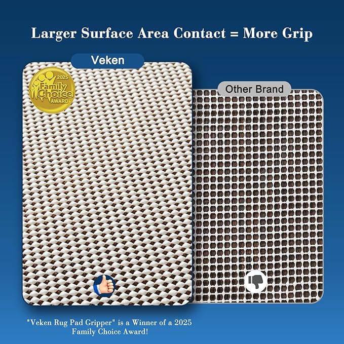 Veken 4 Ft Round Rug Pad Gripper for Hardwood Floors, Circle Non Slip Rug Pads for Area Rugs, Thick Rug Grippers for Tile Floors, Under Carpet Anti Skid Mat, Keep Your Rugs Safe and in Place