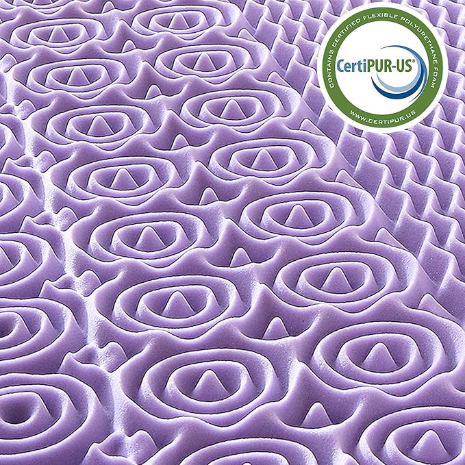 MUXHOMO 3 Inch 7-Zone Twin Mattress Topper, Egg Crate Foam Mattress Topper Twin Size for Back Pain, Lavender Cooling Gel Infused Bed Pad, CertiPUR-US and Oeko-TEX Certification (38"×75")