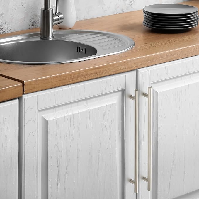 JOY DECOR 60 Pack Cabinet Handles, Brushed Nickel Cabinet Pulls, 10 in Hole Center Kitchen Cabinet Handles, Stainless Steel T Bar Handles for Dresser Drawers
