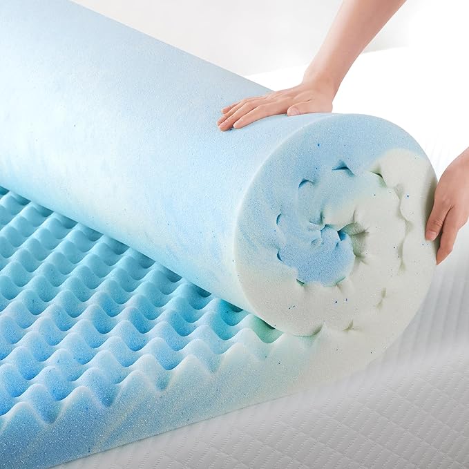 ZINUS 1.5 Inch Swirl Gel Cooling Memory Foam Mattress Topper, Smaller, More Convenient WonderBox Packaging, Cooling, Airflow Design, CertiPUR-US Certified, Queen