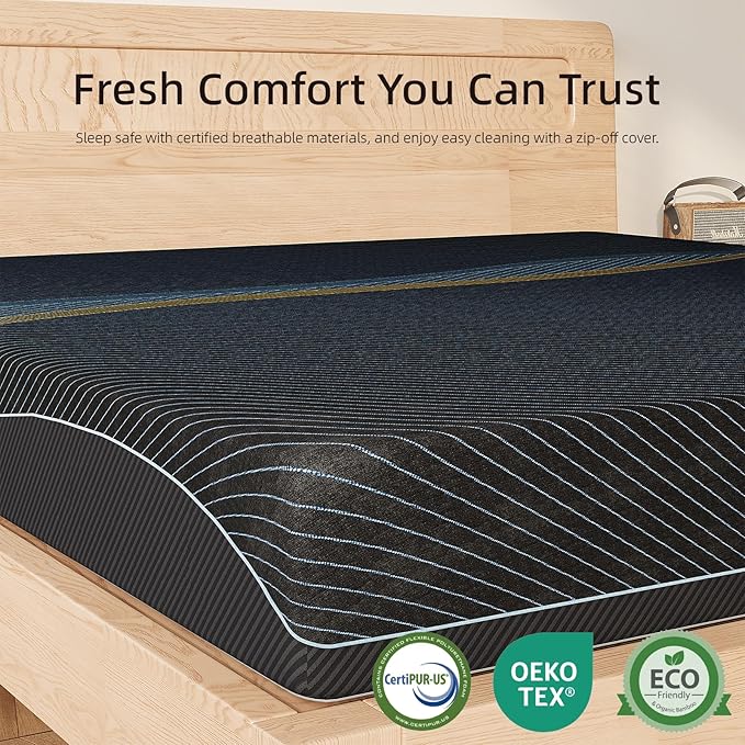 Crystli King Mattress 12 Inch, Gel Memory Foam King Size Mattresses, Activated Charcoal Infused, Medium Firm Bed Mattress in a Box for Pressure Relief, Fiberglass-Free, CertiPUR-US Certified, Black