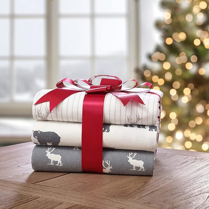 Eddie Bauer - Twin Sheets, Cotton Flannel Bedding Set, Brushed For Extra Softness, Cozy Home Decor (Elk Grove, Twin)