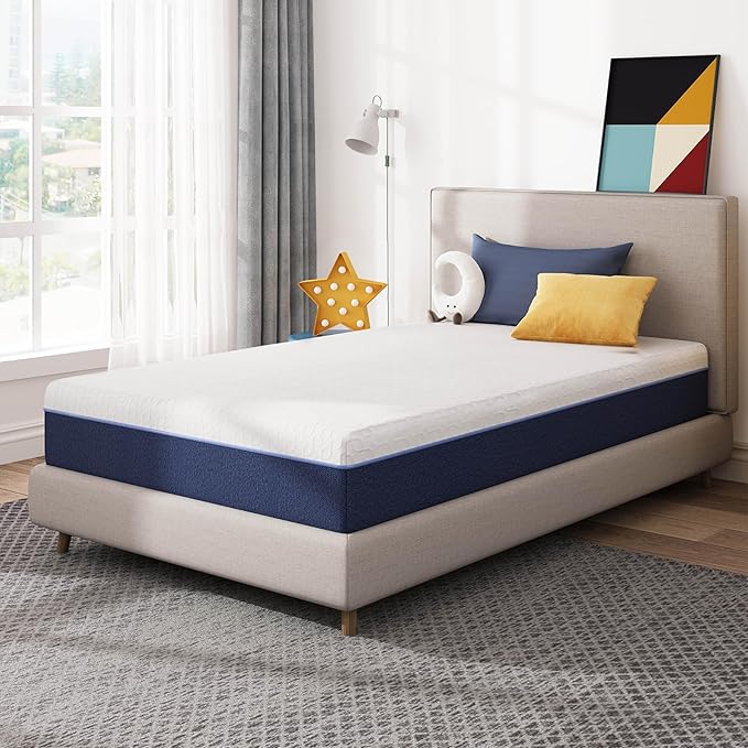 6 Inch Twin Size Mattress for Kids, Gel Cooling Memory Foam Mattress in A Box, Medium Firm Feel for Back Pain Relief, CertiPUR US Certified