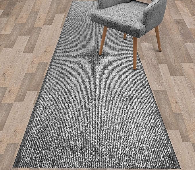 Custom Length Cut to Size Wide Width Carpet Runner Rug for Hallways, Skid Resistant Latex Rubber Backed, 31 inch Wide X Customized Length, Stripe Grey, 31 inch X 13 feet