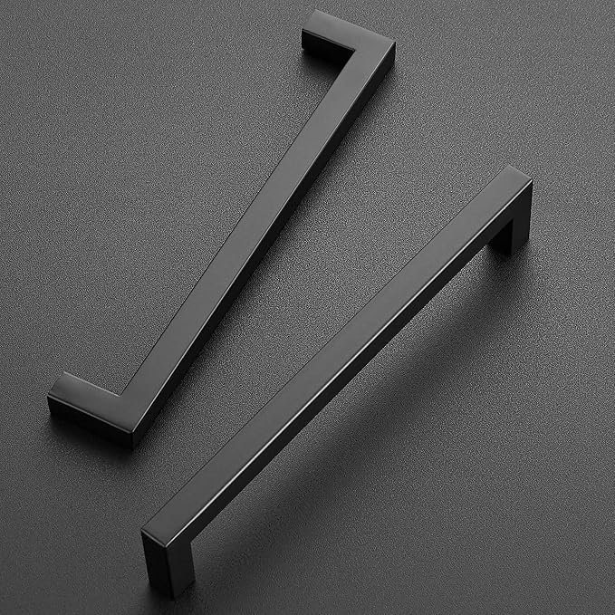 Ravinte 20 Pack 7-1/2 Inch Kitchen Square Cabinet Handles Matte Black Pulls Black Drawer Pulls Kitchen Cabinet Hardware for Cupboard Drawer Handles