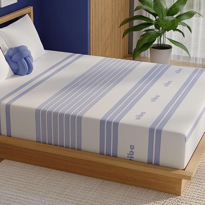 Vibe Gel Memory Foam Mattress, Fiberglass Free 10-Inch CertiPUR-US Certified Bed-in-a-Box, California King, White