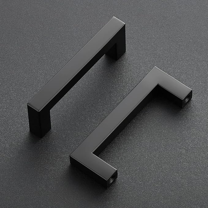 Ravinte 5 Pack Black Cabinet Pulls 3-1/2 Inch Square Kitchen Cabinet Handles Matte Black Kitchen Hardware for Drawer Pulls Drawer Handles Come with Screwdriver