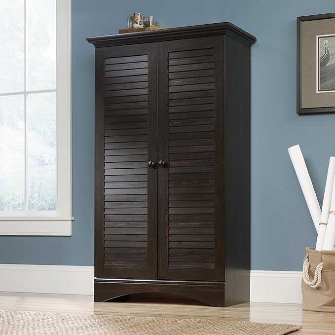 Sauder Harbor View Storage Cabinet/ Pantry cabinets, Antiqued Paint finish