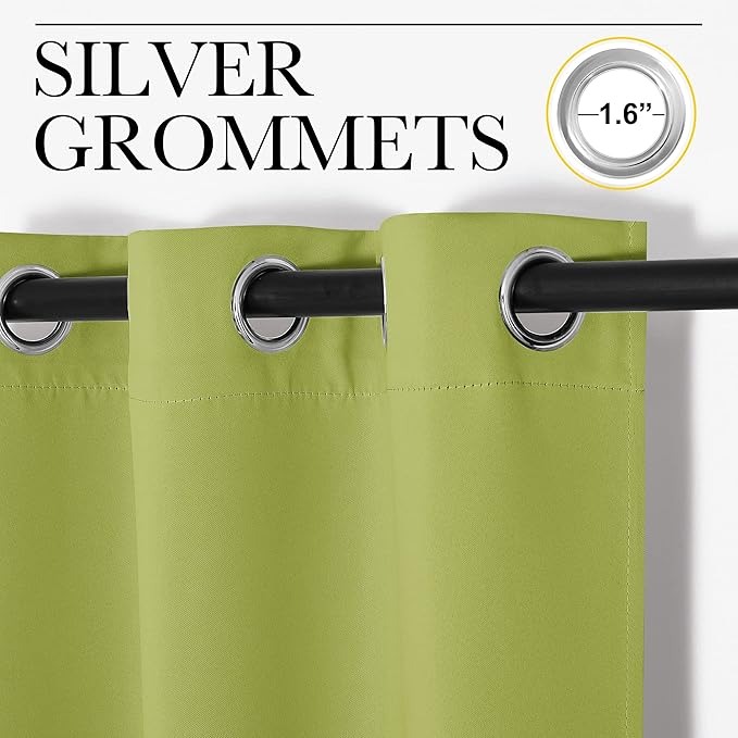 NICETOWN Green Blackout Curtains Window Panels, Window Treatment Thermal Insulated Solid Grommet Blackout Draperies/Drapes for Bedroom (Set of 2, 34 by 54 Long, Fresh Green)