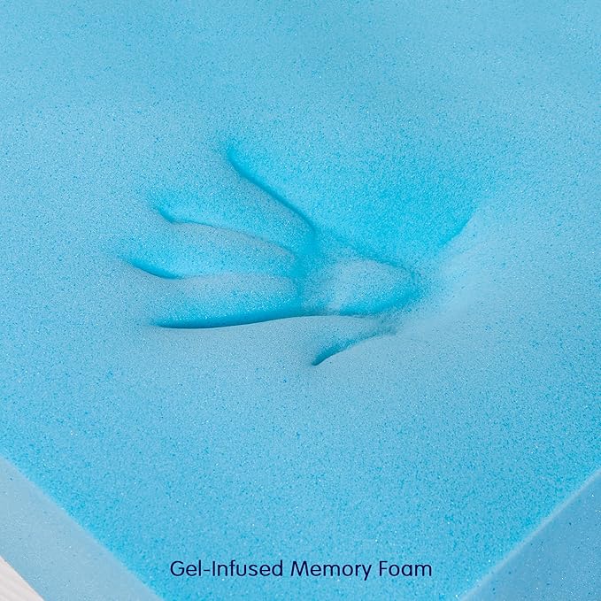 Subrtex Mattress Topper, Memory Foam Mattress Topper, Gel-Infused Memory Foam Topper for Side Stomach Sleepers, Breathable Bed Toppers (3 Inch, Queen)