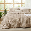 Bedsure Tufted Boho Comforter Set California King Size - Khaki Boho Bed Set, GentleSoft™ 3 Pieces Farmhouse Shabby Chic Embroidery Bedding, Gifts for Woman, Soft Jacquard Comforter for All Seasons