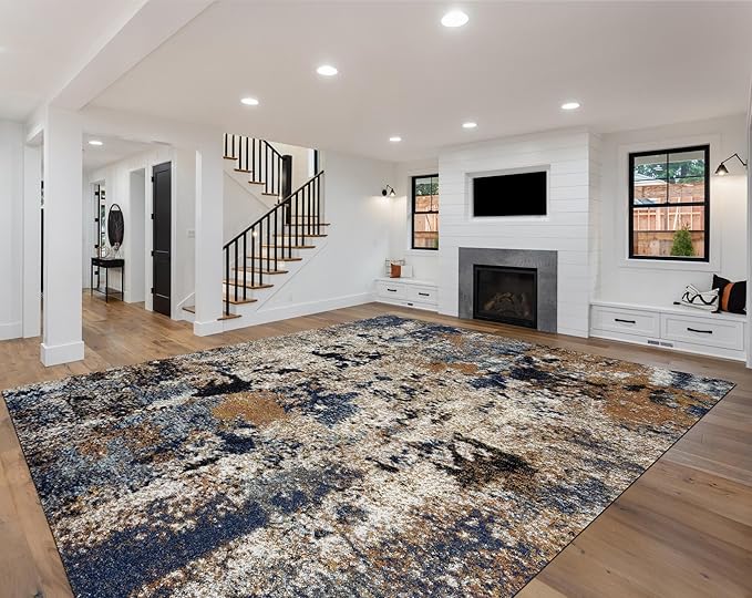 Keen Home Design Area Rugs - 12x15 Non-Shedding, Abstract Rugs for Kitchen, Living Room, Bedroom, Dining Room, Entryway - Size: 12' x 15', Multi