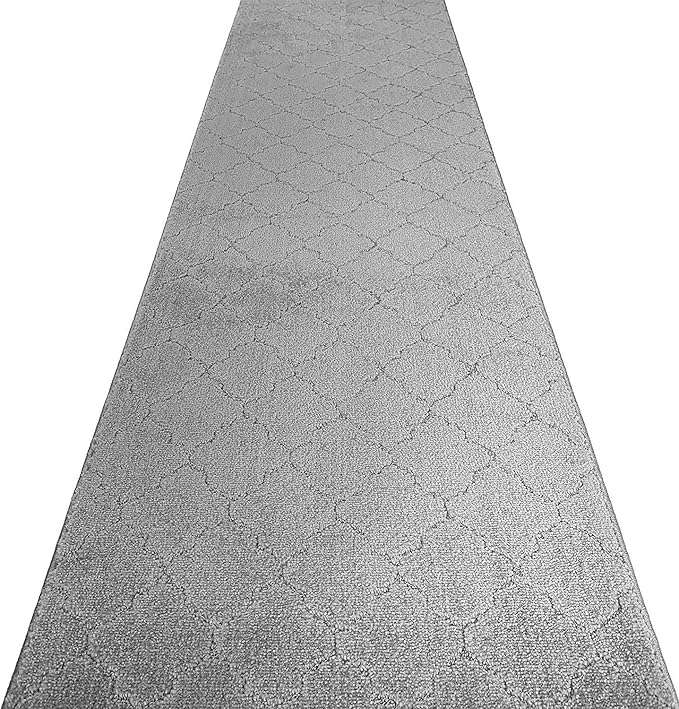 Custom Size Modern Runner Rug Carpet for Hallway Entryway Foyer Kitchen, Slip Resistant Latex Rubber Backed 31 inch Wide X Customized Length, Clouds Grey, 31 inch X 20 feet