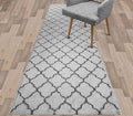 Custom Size Modern Runner Rug Carpet for Hallway Entryway Foyer Kitchen, Slip Resistant Latex Rubber Backed 31 inch Wide X Customized Length, Trellis Grey, 31 inch X 20 feet