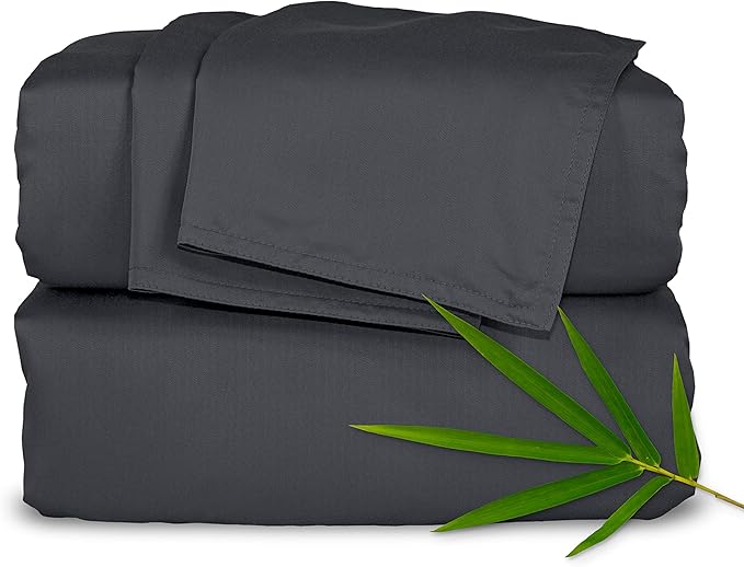 Short Queen Sheets by Pure Bamboo for RV Camper (60"x75") - Genuine 100% Organic Viscose Derived from Bamboo Bed Sheet Set, Soft & Cooling, Lifetime Quality Promise (Short Queen, Charcoal)