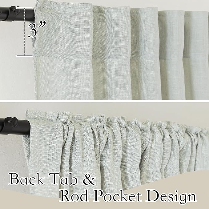 RYB HOME Linen Sheer Curtains for Window Treatments, Light Filtering Privacy Modern Flax Linen Texture Drapes for Dining Room Home Office Bedroom, W 70 x L 84 inches, Sage Green, 2 Panels