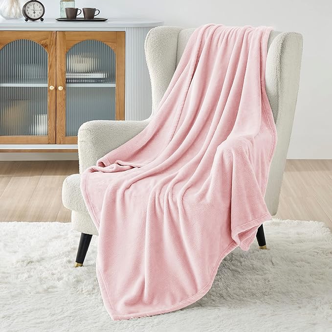 Bedsure GentleSoft Fleece Blanket Twin Size Pink - 300GSM Lightweight Plush Fuzzy Cozy Soft Blanket for Bed, Sofa, Couch, Travel, Camping, 60x80 inches
