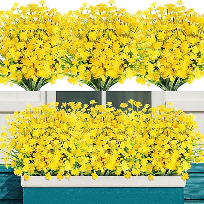 AGIRL 24 Bundles Artificial Flowers for Outdoor,UV Resistant No Fade Fake Plastic Flowers Faux Plants for Hanging Planters Decoration Indoor Outside Garden Porch Window Box Home Wedding Farmhouse