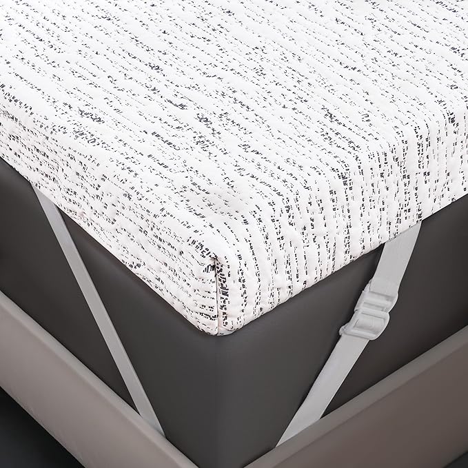 Subrtex Mattress Topper Cover Full Size 3 Inch (Only Cover) Mattress Topper Protector Bedding Removable Encasement with Zipper Closure