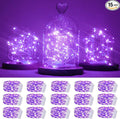 SmilingTown 15 Packs 20 Led Purple Fairy Lights Battery Operated 6.6ft Silver String Lights Waterproof Firefly Starry Light for DIY Table Centerpieces Wedding Halloween Christmas Party Decor