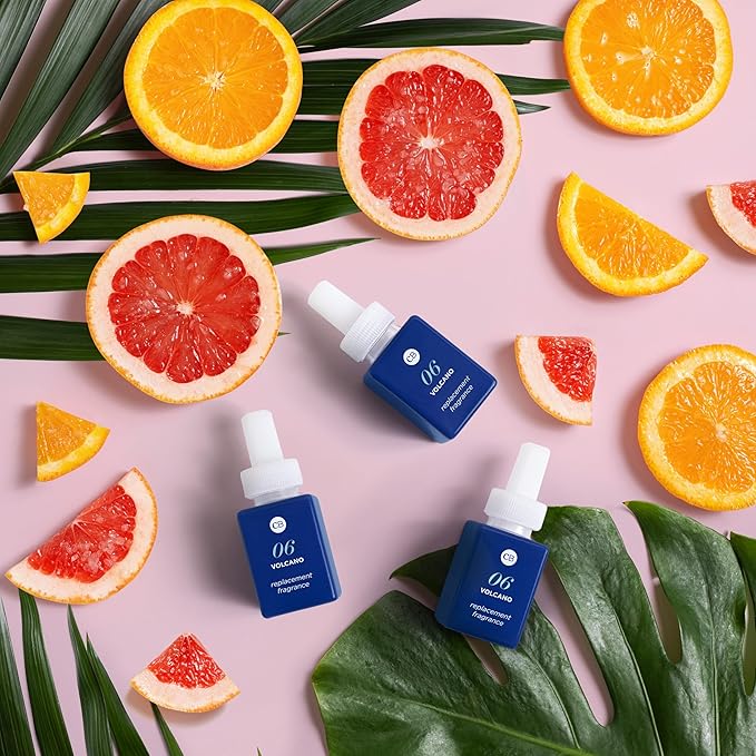 Capri Blue Pura Plus Smart Home Fragrance Diffuser Kit - Includes 1 Tabletop Pura Diffuser and 2 Volcano Pura Refills - Notes of Tropical Fruits & Sugared Citrus